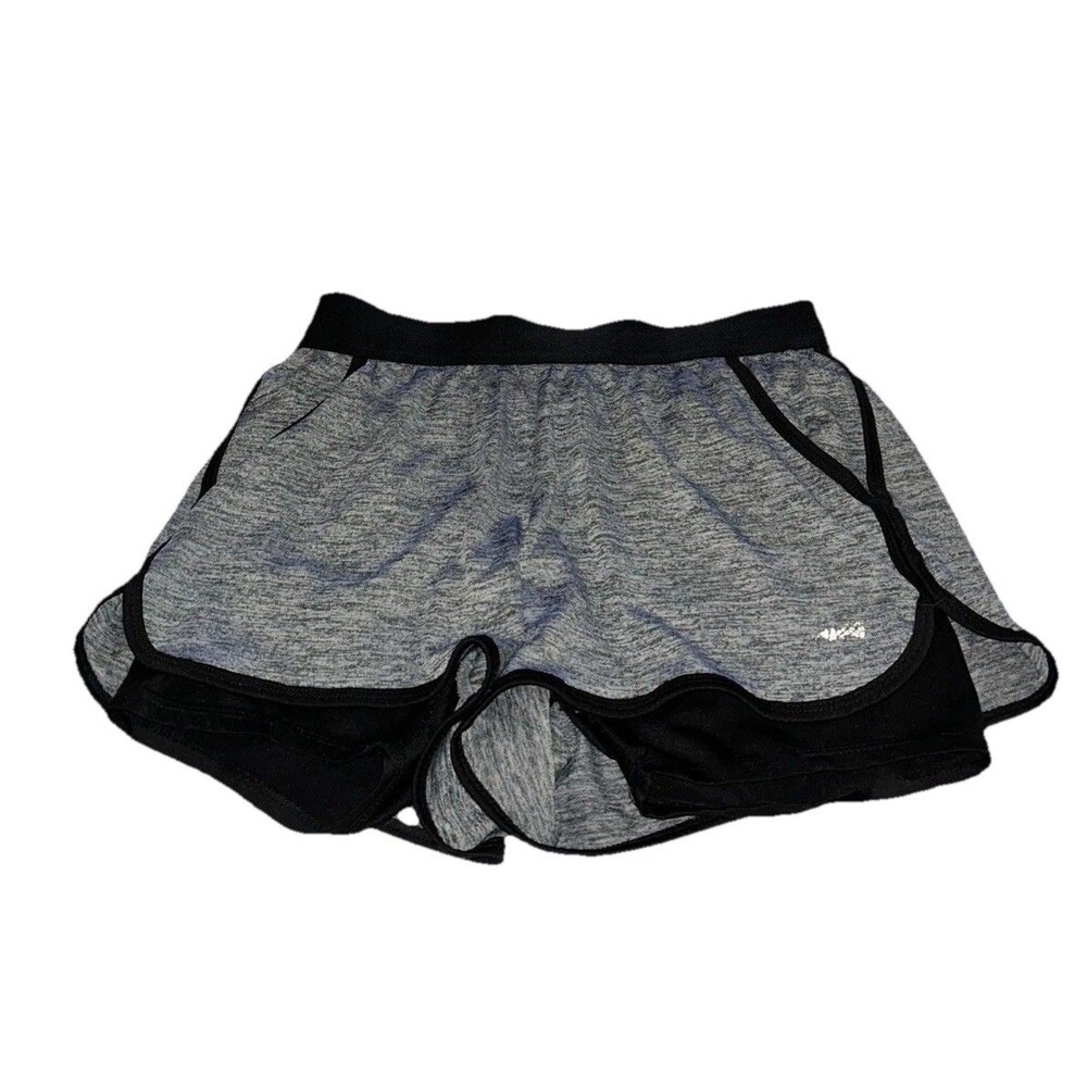 Avia Small Athletic Gray & Black Active Lined Running Shorts
